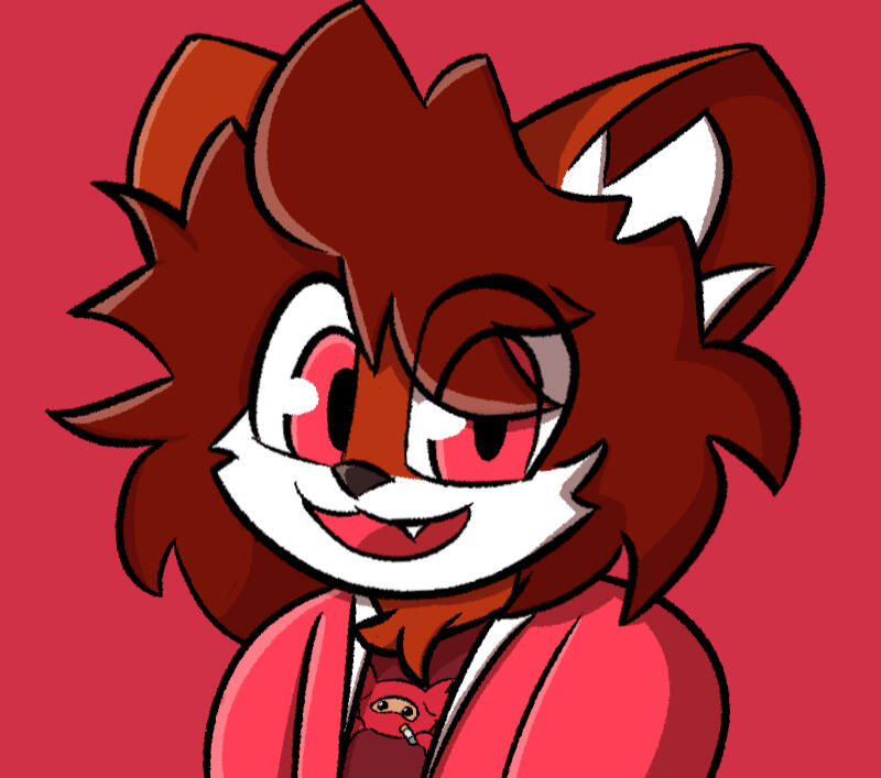 My fox fursona drawn by @ shadiohtweets